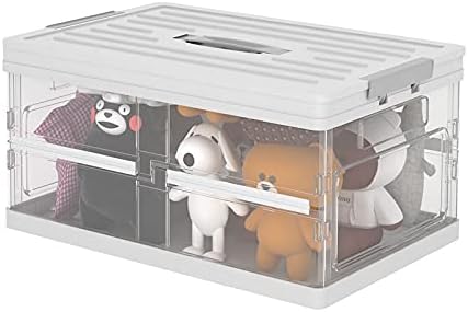 Apsan Collapsible Storage Bins with Lids for organizing, Stackable Clear Latch Storage Box with Handle, Folding Plastic Containers,White by Apsan