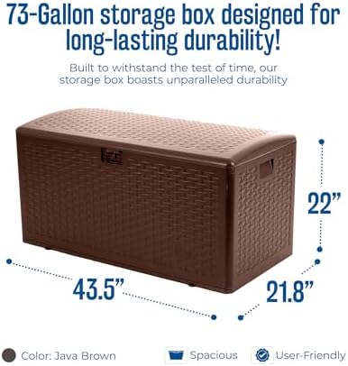 Plastic Development Group Outdoor Storage Deck Box, Standard Closure, 73 Gallon, Java - Image 2