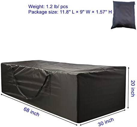 Outdoor Cushion Storage Bag 2 PCS, 68" Outdoor Pillow Storage with 2 Handles, Extra Large Opening Waterproof Zippered Patio Cushion Storage Bag XL - Image 2