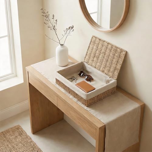 Large Storage Baskets with Lid Set of 3, Woven Bins with Liner - Image 3
