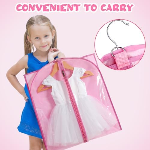 Geelin 14 Pcs Garment Bags for Dance PVC Clear, Transparent Pink - Image 4