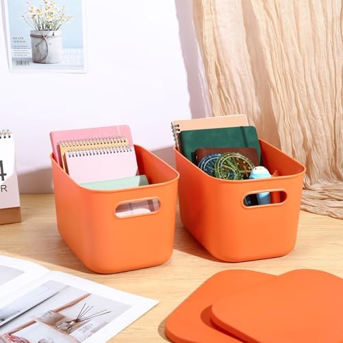 Hoolerry 8 Pieces Storage Bins, 10.2 x 7 x 6.3 Inch, Orange - Image 3