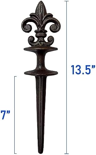Lulu Decor, Antique Black Cast Iron Garden Fleur de lis Hose Guides, Set of 3. Strong and Decorative Hose Guide that Protects Your Plants and Provides Elegance to Your Garden - Image 5