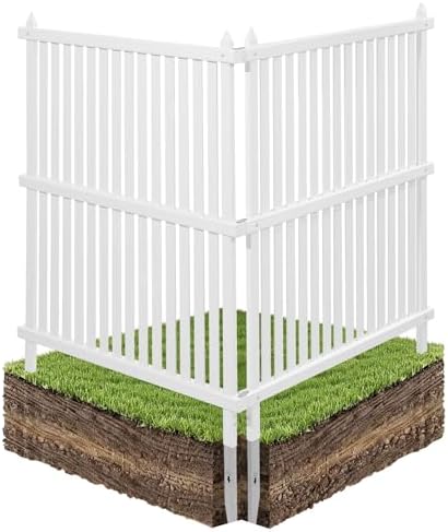 VEVOR 2 Panels Outdoor Privacy Screen, 36 x 45 in Air Conditioner Fence with 19.7 in Ground Stakes, Pool Equipment Enclosure, Strip Vinyl Privacy Fence, Ideal for Trash Can and A/C Units, White by VEVOR