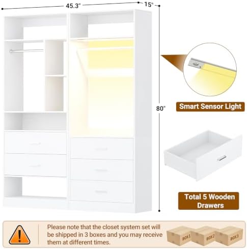 Besiost Closet Systems with 5 Drawers & 3CCT Sensor Light - Image 7