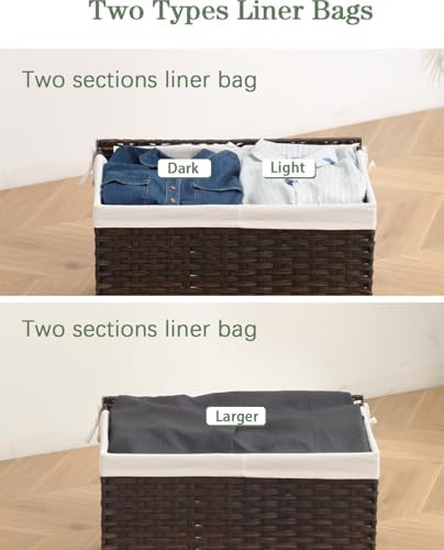 SETVSON Storage Basket with Lid Wicker Baskets for Storage, 160L Brown - Image 5