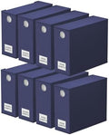 SpaceAid 8 Pack Bed Sheet Organizers and Storage, Foldable Sheet Organizer for Linen Closet, Sheets Set Folder Keeper with Window XL (Queen & King Size) Bedding Container (Navy Blue, 8 Pack) by SpaceAid