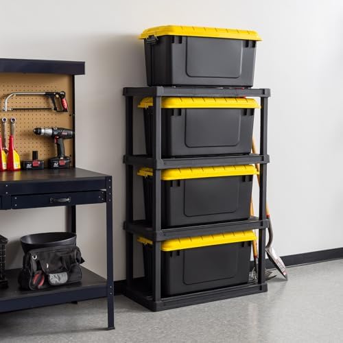 IRIS USA 4-Pack 21 Gal Heavy Duty Lockable Storage Totes, Black/Yellow - Image 5