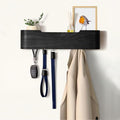 Coat Rack Wall Mount with Hidden Hooks, Wall Hooks with Shelf, Wall Key Holder Mount Wooden Shelf Entryway Hooks for Bedroom Bathroom for Hanging Coats Hats Bags Towels (Black, 4 Hooks) by Nevsokio