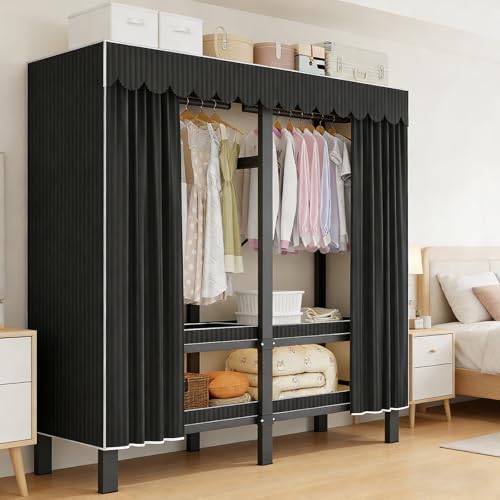 74.8in Heavy Duty Clothe Rack with Cover,1500lbs,Black - Image 3