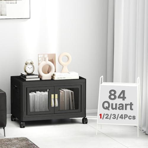 84QT Stackable Storage Bins with Lids, 21Gal Foldable Storage Cabinets by VNVTO