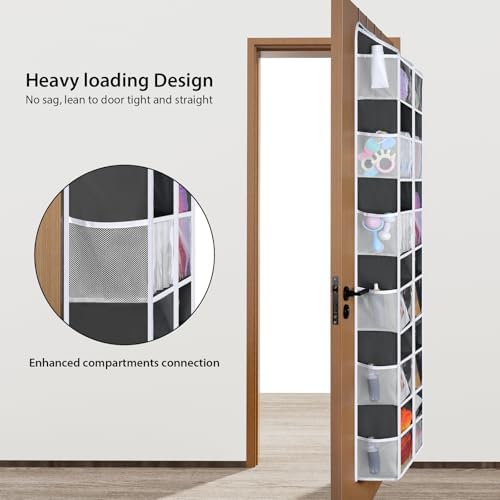 Univivi Hanging Door Organizer, 6 Tiers Large Over Door Storage, Dark Grey - Image 5