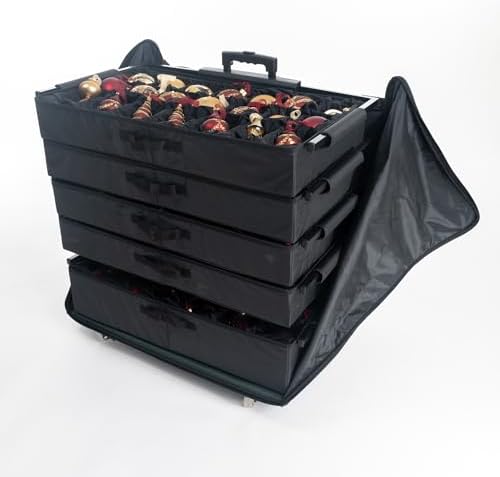Telescoping Christmas Ornament Storage Box, Adjustable Dividers, 140 Slots - Image 2