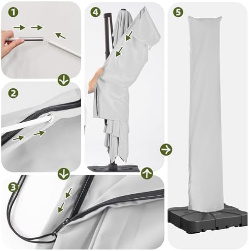 Patio Cantilever Umbrella Outdoor Waterproof Cover with Zippe - Image 4