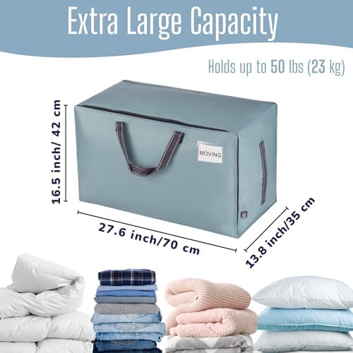 VENO 10 Pack Extra Large Heavy Duty Moving Bags with Wide Opening & Reinforced Handles, Reusable Storage Tote Bags with Strong Zippers for Clothes, College Dorm Essentials & Moving Supplies - Image 4
