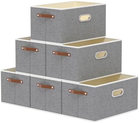 Yawinhe Collapsible Fabric Storage Bins,15.0x9.8x8.3in,Grey,6-Pack by Yawinhe