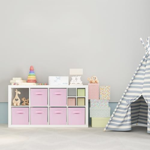 Life Hacks Fabric Storage Bins 8 Pack 13 inch Foldable Storage Cubes with Reinforced Handles Fun Colored Durable Cube Storage Bin for Home, Playroom, Closet Organizers and Storage, Pink - Image 6