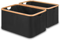 efluky Storage Baskets for Organizing, Fabric Storage Bins with Bamboo Handles, Collapsible Storage Baskets for Shelves and Closet (Black, 21.2'' x 14.5'' x 11.8'') by efluky
