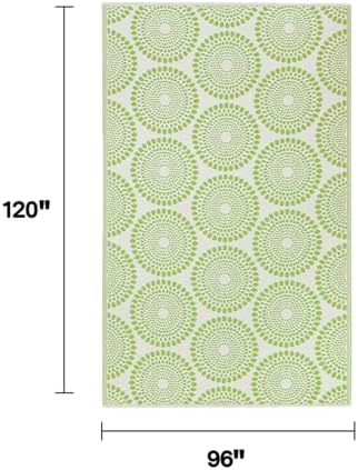 Fab Habitat Outdoor Rug - Waterproof, Fade Resistant, Crease-Free - Premium Recycled Plastic - Floral Medallion - Large Patio, Deck, Sunroom, Camping, RV - Rio - Green - 8 x10 ft - Image 2