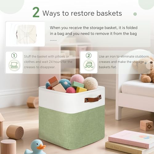 FinishingBo 11x11 Cube Storage Bins 6 Pack, Fabric Basket with Handles - Image 6