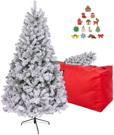 ULICO 5ft Snow Flocked Artificial Christmas Tree,Premium Spruce Xmas Tree with 600 Branch Tips, Fake Christmas Tree with Foldable Metal Base Stand,Home, Office,Party Decoration by Ulicoprofessionalpersonalized