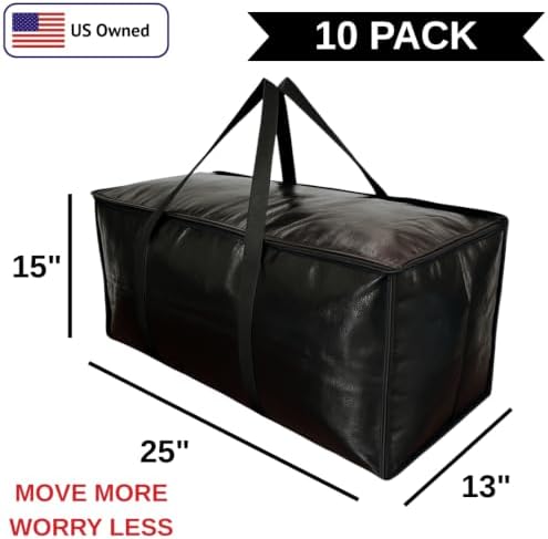 BAG-THAT! 10 - Pack Heavy Duty Large Moving Bag with Strong Zipper and Comfortable Handles Durable & Sturdy Large Storage Bags Totes Bins Packing Moving Boxes College Supplies for Packing (Pack of 2) - Image 3