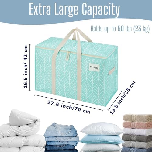 VENO 10 Pack Heavy Duty Moving Bags, Extra Large Storage Bags with Reinforced Handles & Strong Zippers, Foldable & Reusable Moving Box Alternative for Clothes & Dorm Storage - Image 4