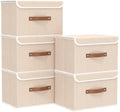 Yawinhe Storage Bins with Lids,Beige,17.7x11.8x11.8in,5-Pack by Yawinhe