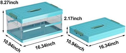 Apsan Collapsible Storage Bins with Lids, Stackable Clear Latch Storage Box with Handle, Folding Plastic Containers, 22Qt, Blue - Image 6