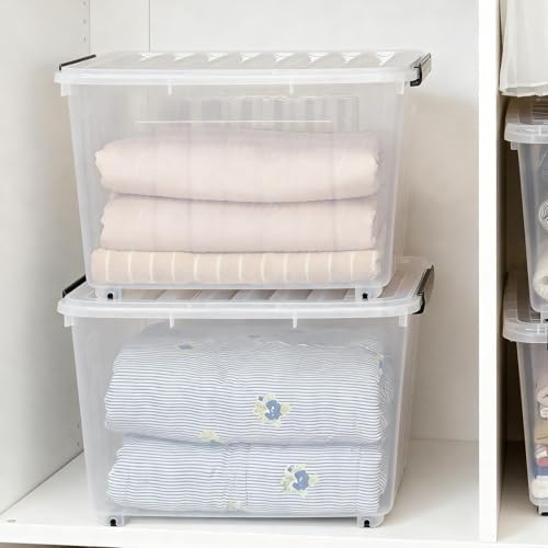 Citylife 82 Quart Large Clear Plastic Storage Bins with Lids 2-Pack - Image 2