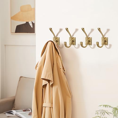 khtumeware Vintage Wall Hooks,10 Pack Coat Hooks Hardware Towel Hooks for Hanging Coats Champagne Bronze Robe Hooks Wall Mounted with Screws for Key, Towel, Bags, Cup. - Image 3
