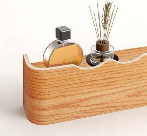 Wall Mounted Coat Rack with Shelf, Wooden Entryway Organizer with Hidden Metal Hooks for Hanging Coats Bags Keys, Modern Floating Shelf for Hallway Bathroom - Image 5