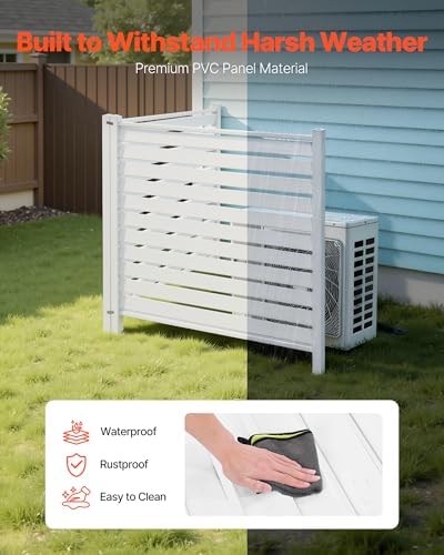VEVOR 48" W x 48" H Vinyl Fence Panels, Air Conditioner Fence, Outdoor Privacy Screens for Trash Can, Pool Equipment Enclosure, Privacy Screen Kit Louvered Panels (2 Panels) - Image 5
