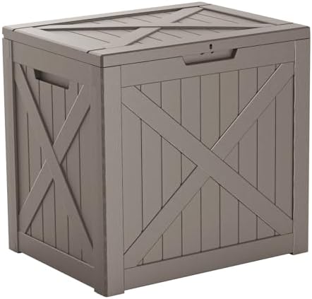 Vixzen 32 Gallon Deck Boxes Outdoor Waterproof, Lockable Outside Storage Box for Patio Cushions, Garden Tools, Pool Supplies (Grey, 32 Gallon) by Vixzen