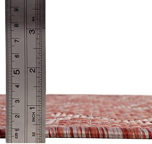 Unique Loom Outdoor Trellis Collection Area Rug - Trellis (Round 13' 0" x 13' 0", Rust Red/ Ivory) - Image 2