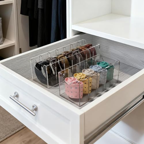 FEMELI Acrylic Belt Organizers Holders for Closet 7 Slots Belt Storage Box - Image 5
