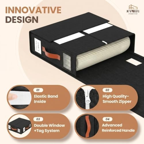 Bed Sheet Organizers, Foldable Linen Closet Storage, 6 Pack, Black - Image 4