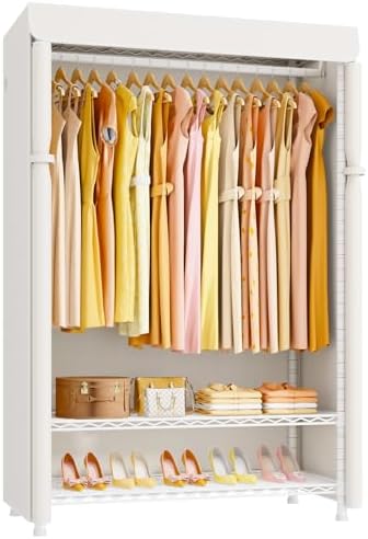 ULIFHOME H5C Plus Clothes Rack with Cover, Covered Clothing Rack Heavy Duty by UlifHome