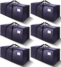 6 Pack Heavy Duty Extra Large Moving Bags W/Backpack Straps - Strong Handles & Zippers, Storage Totes For Space Saving, Fold Flat, Alternative to Box and Bin (40 gal, Blue) by VELVETSURE