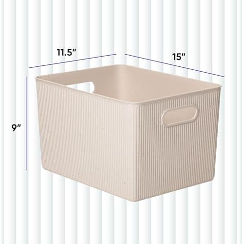 Superio Eco-Friendly Decorative Plastic Basket Open Home Storage Bins Organizer Baskets, X-Large (8 Pack) Container Boxes for Organizing Closet Storage Bins for Shelves Drawer Shelf 22 Liter - Image 2