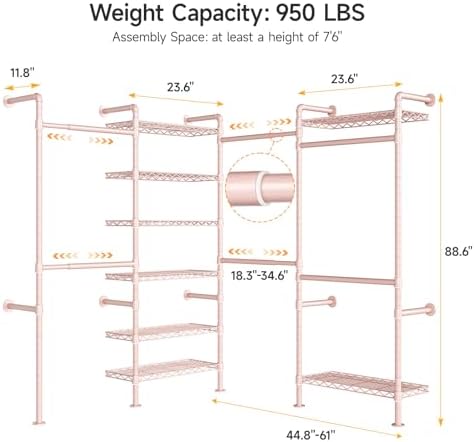ONBRILL L4 Wall Mounted Heavy Duty Corner Industrial Pipe Clothing Rack - Image 2