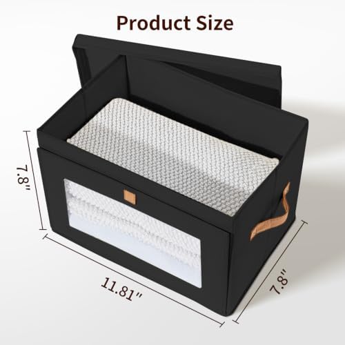 DIMJ Storage Bins with Lids - 6 Pack Large Fabric Closet Organizer with Window & Handles, Collapsible Decorative Storage Boxes for Shelves Under Bed, Books Clothes Blankets Sweaters Organization - Image 5