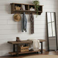 Pomona Solid Wood Entryway Bench and Coat Rack Set, Rustic Brown, 48 Inch by AlaterreFurniture