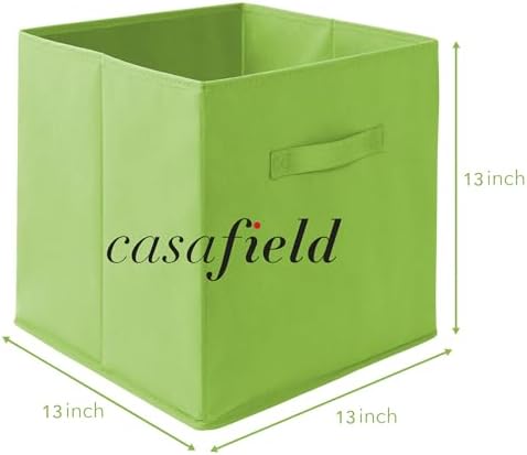 Casafield Set of 12 Collapsible Fabric Cube Storage Bins, Lime Green - 13" Foldable Cloth Baskets for Shelves, Cubby Organizers & More - Image 7