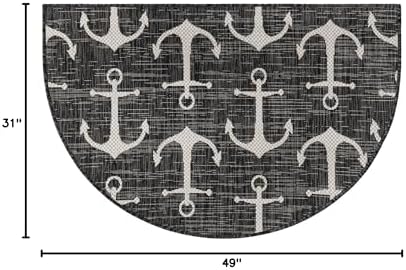 Unique Loom Outdoor Coastal Collection Area Rug - Ahoy (2' 7" x 4' 1" Hearth Charcoal/Ivory) - Image 2