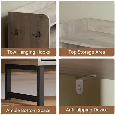 Xixini Shoe Storage Cabinet with 3 Flip Drawers, Entryway Shoe Rack, Grey - Image 6