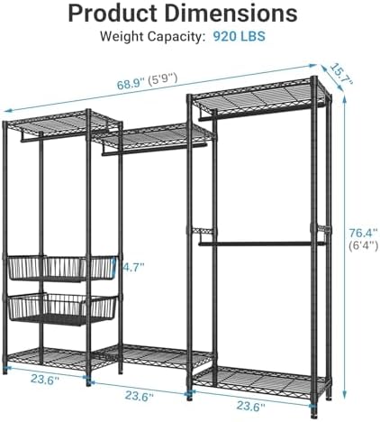 VIPEK V10 Heavy Duty Clothes Rack, Portable Closet Garment Rack Black - Image 6