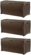 Suncast 73 Gallon Waterproof Resin Wicker Outdoor Patio Storage Deck Box, 3 Pack by Unknown