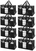 TAILI 8 Pack Black Extra Large Moving Bags,Storage Bag with Visible Window by TAILI