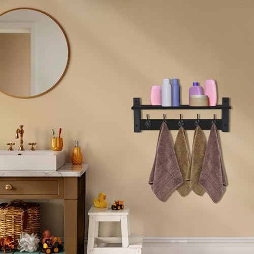 Sorbus Coat Rack Wall Mount with Shelf (Black, 24 Inch) - Image 7